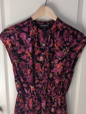 Johnston & Murphy Black Mini Dress with Pink & Orange Floral Print